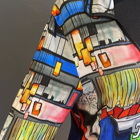 Aventures des Toiles interior design graphic stretch knit short sleeve midi. - Picture 5 of 8